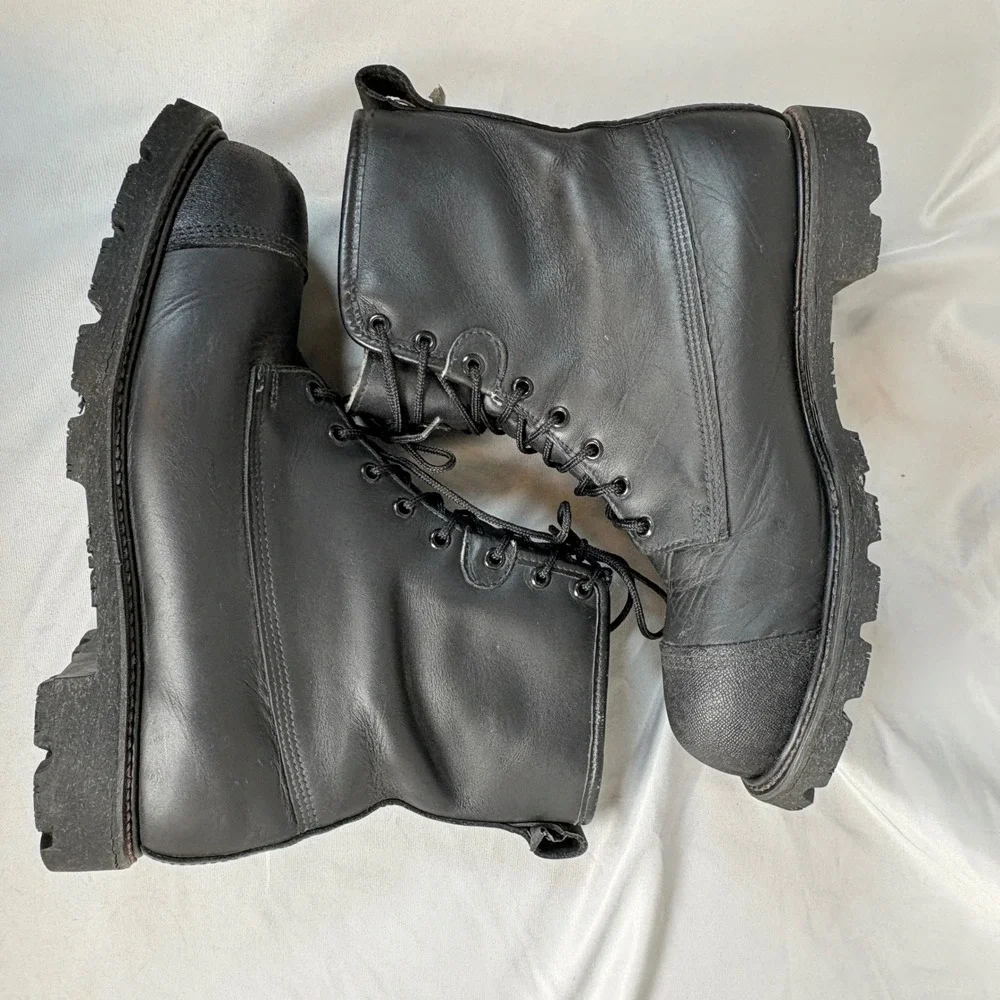 Weinbrenner USA Mens Vtg  Fire Fighting Workwear Black Leather Boots 11W Grunge